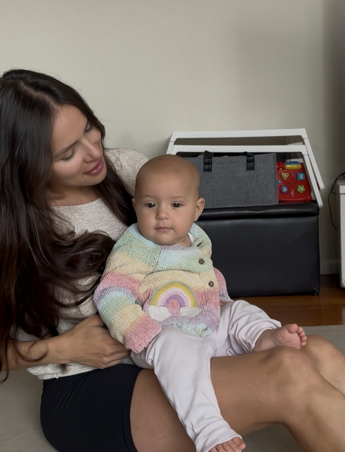 Vivaly founder holding baby Lea